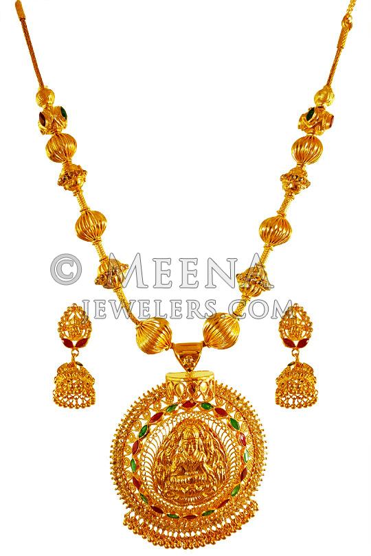 22k Gold Diamond Polki Necklace Set Dins22581 22k Gold Diamond