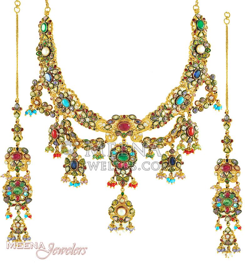 22Kt Gold Antique Set - StAn3327 - 22 Kt Gold Antique Polished three ...