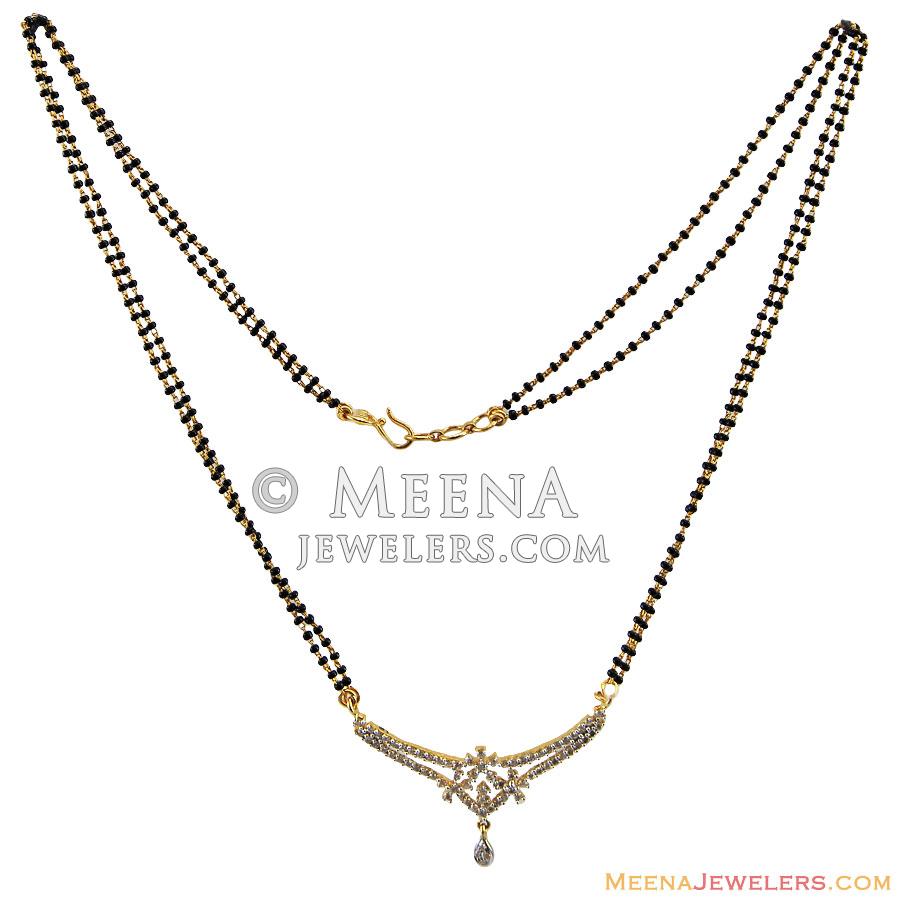 18K Gold Fancy Diamond Mangalsutra - DiMa12232 - 18k ...