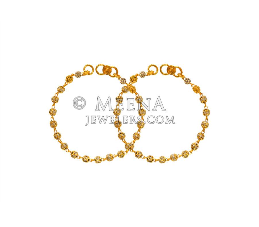 22KT Gold Baby Bracelet (Pair) BjBb22984 22KT Gold Baby Bracelet