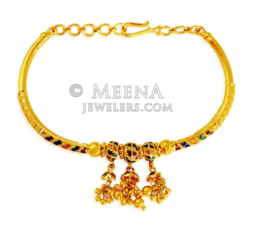 22Kt Gold Meena Bangle Bracelet - brla20081 - 22k Gold Ladies Bracelet ...