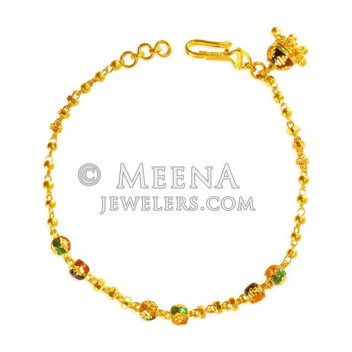 22 Karat Gold Meenakari Bracelet brla20079 22karat Gold Ladies Bracelet. Ladies Bracelet is