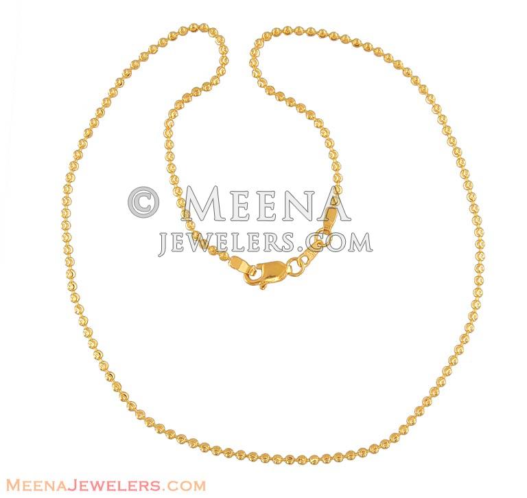 2mm Beaded Ball Solid 14 Karat Gold Ball Chain