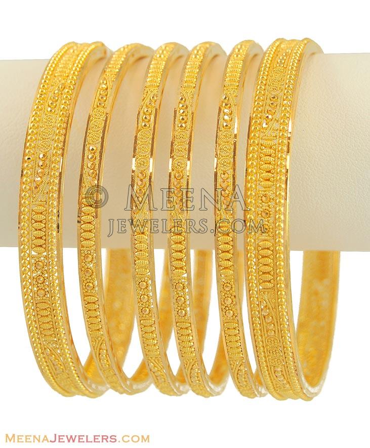 22kt Gold Bangles Set (6 Pcs) - BaSt11280 - 22k Gold Bangles (set Of 6 ...