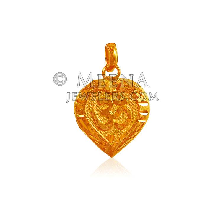 Holy OM Pendant (22 Karat) - PeOm19084 - 22Kt Gold, Holy OM Pendant in ...