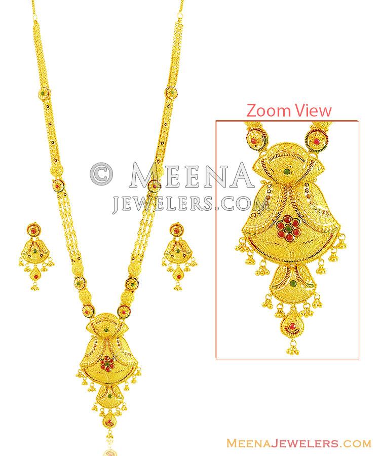22k Fancy Bridal Meena Necklace Set