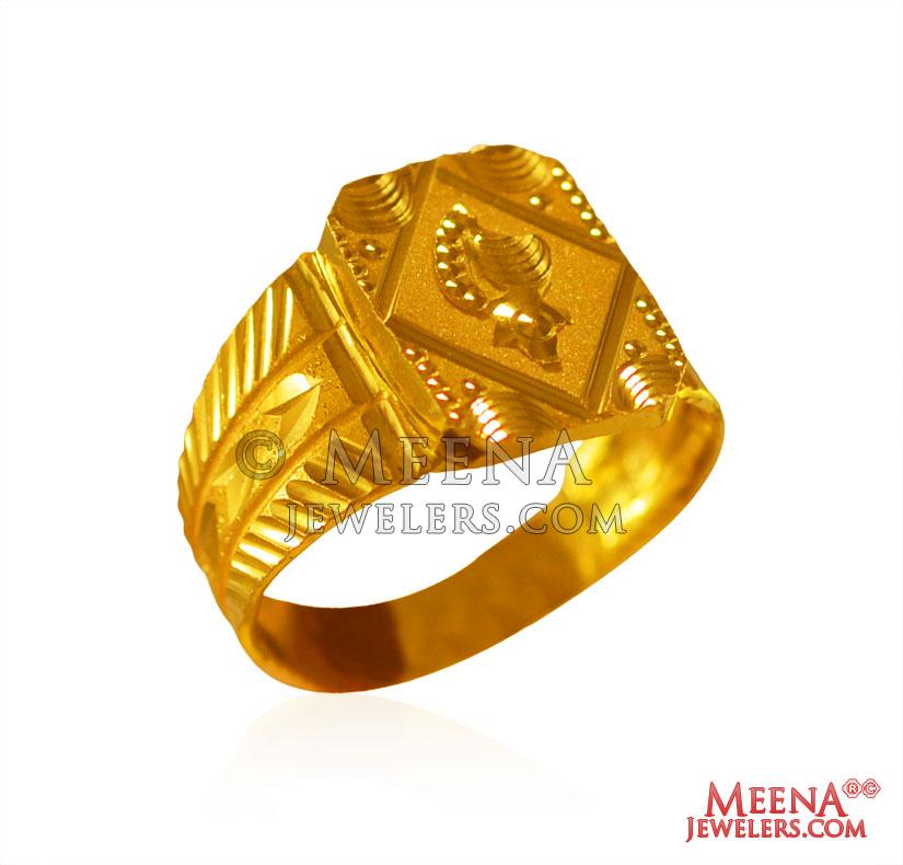 22K Gold Ring - RiMs27301 - US$ 523 - 22K gold men's ring is designed ...