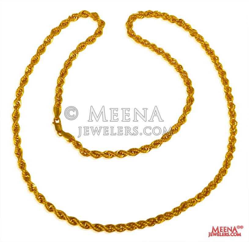 Gold Chain 22 Kt (24 Inch) chpl24939 US 1,402 22 Kt Gold Chain designed in hollow Rope