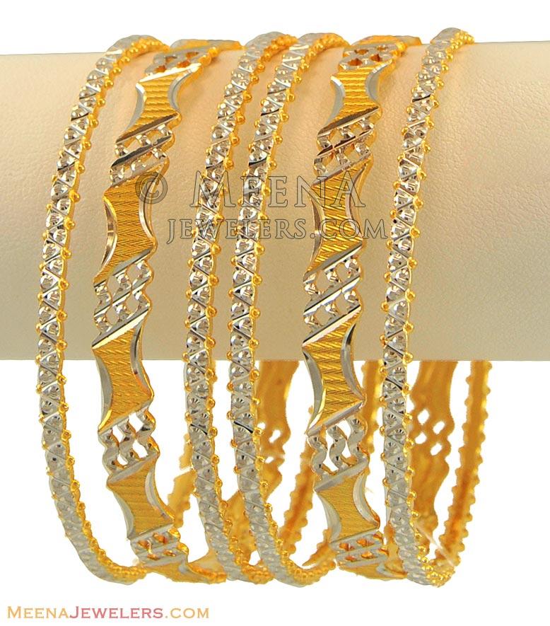 22K Rhodium Bangles Set(6 Pcs)