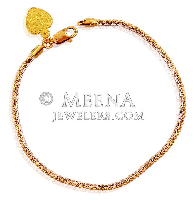 Fancy 22k Two Tone Bracelet BrLa18635 22k gold fancy bracelet in a