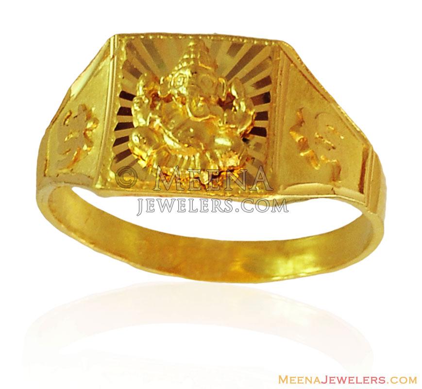 22k Gold Ganesha Mens Ring - RiMs16519 - 22K gold religious ring for ...