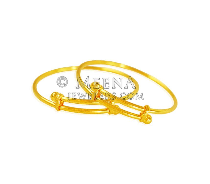 22KT Gold Adjustable Baby Bangles BjBa21767 22Kt Gold pipe bangles