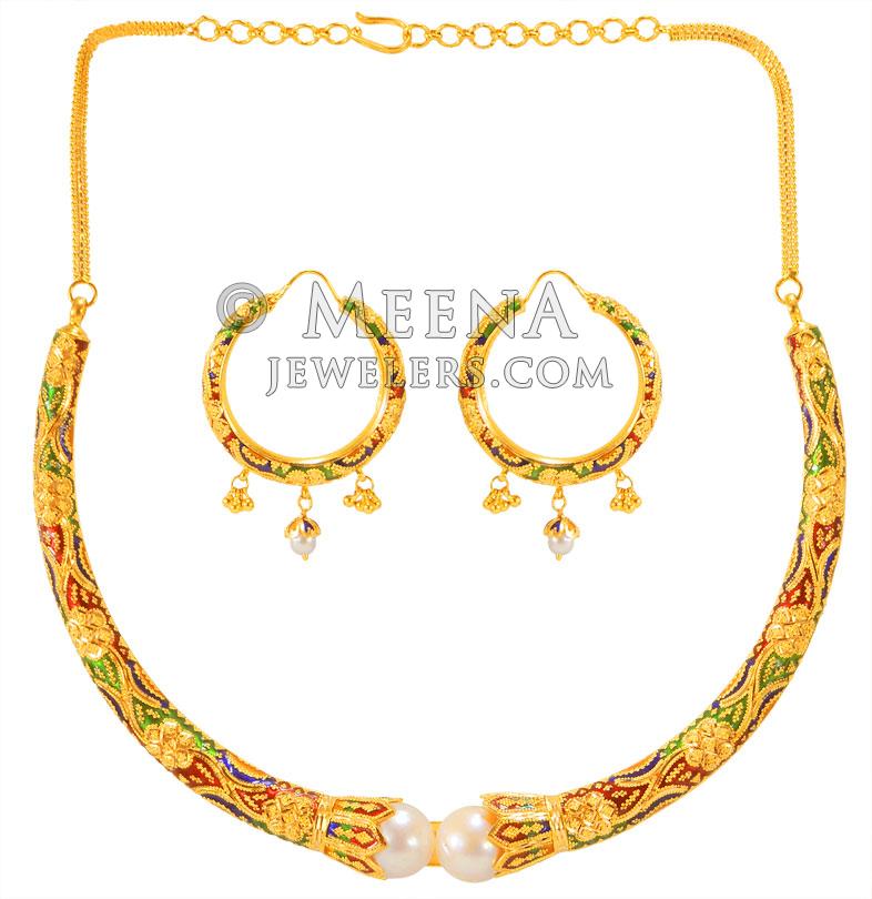 22Karat Gold Pipe Necklace Set StGo23798 22Karat Gold Pipe Necklace Set. Gold Pipe Choker