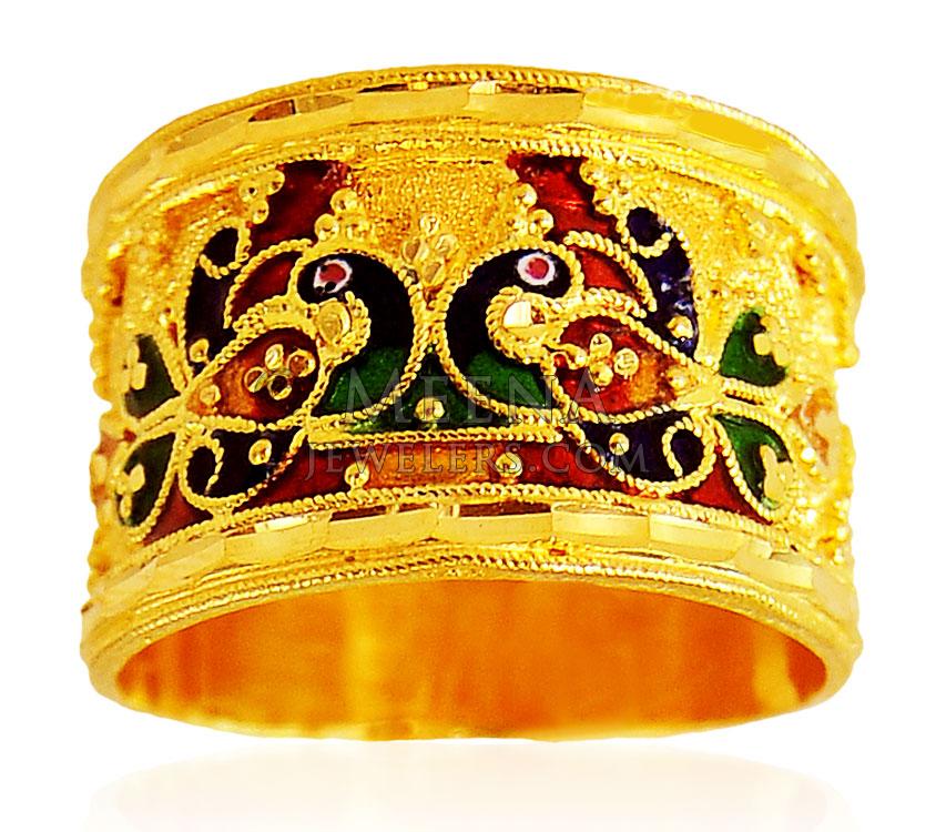 22 Karat Gold Meenakari Ring RiLg20414 22Kt Gold Indian design ring