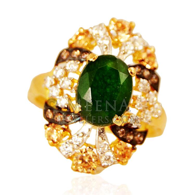 22k Gold Emerald Ring - RiLp21527 - 22k Gold Ring is beautifully ...