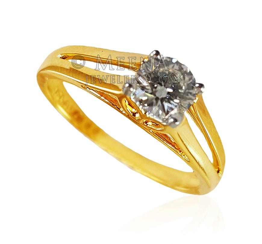 22K Yellow Gold Diamond Ring - DiMr22118 - 22K Yellow Gold Diamond Ring ...