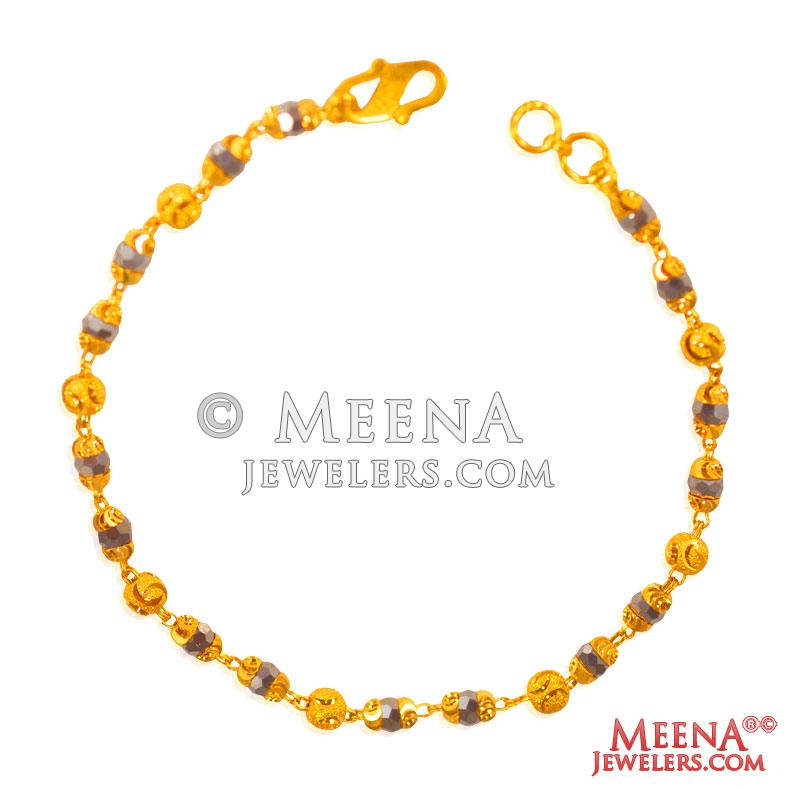 22K Fancy Beads Bracelet BrLa25597 22kt gold fancy bracelet with Crystal beads and gold