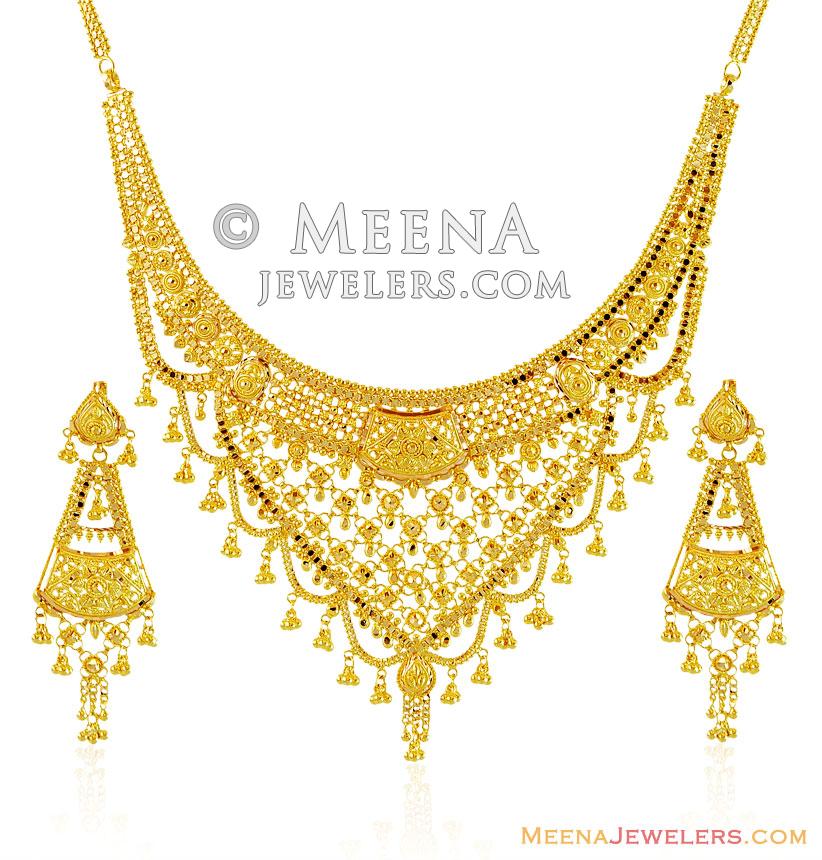Exclusive 22k Gold Set - StLs15418 - 22K Gold Necklace and Earring set ...