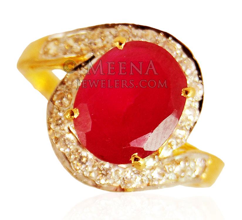 22k Gold Ruby Ring - RiPs21371 - 22K Gold Ruby Ring is designed in an