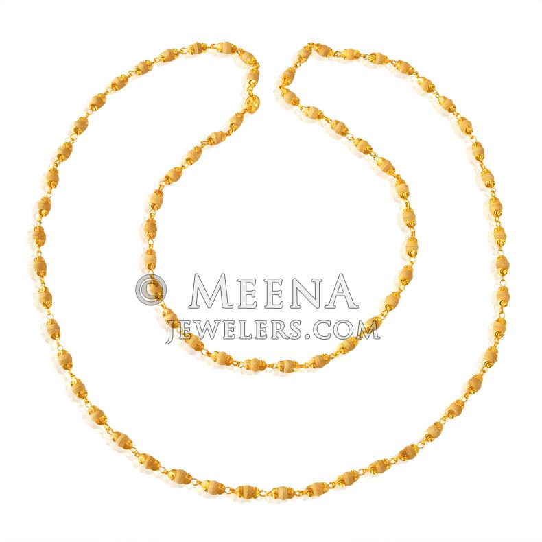 22Kt Gold White Tulsi Mala - ChLo23603 - 22K Gold Tulsi mala is beaded ...