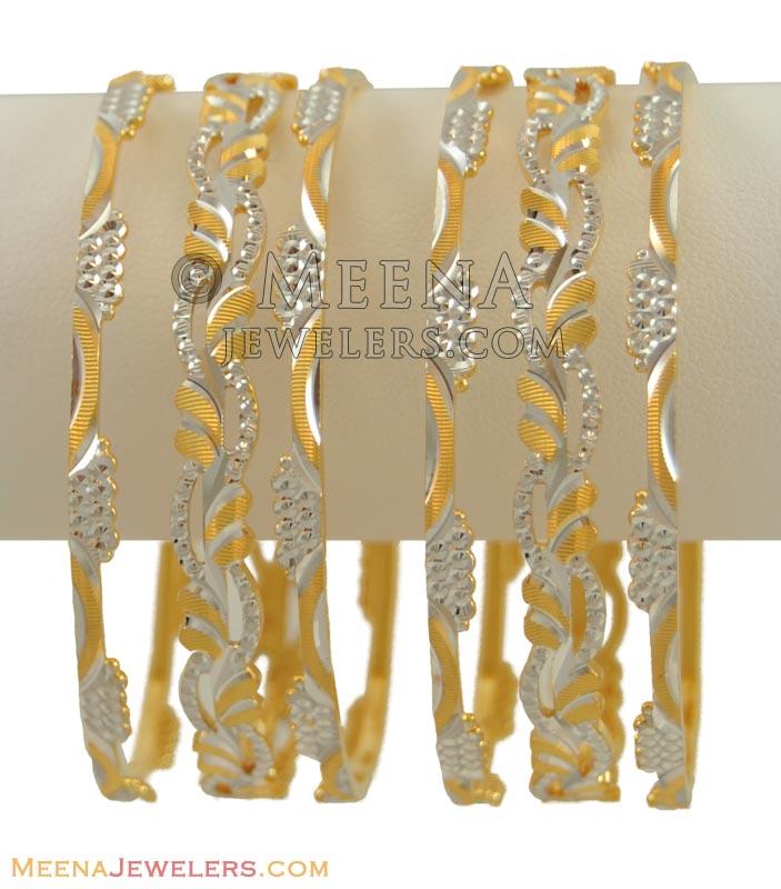 Laser Bangles Set (22 Karat Gold) - BaSt10062 - 22k Gold Laser bangle ...