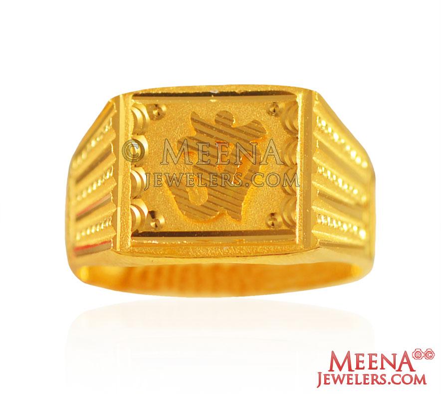 22 kt Gold Men Holy Om Ring - RgsiMs26875 - 22 kt yellow gold mens ring ...