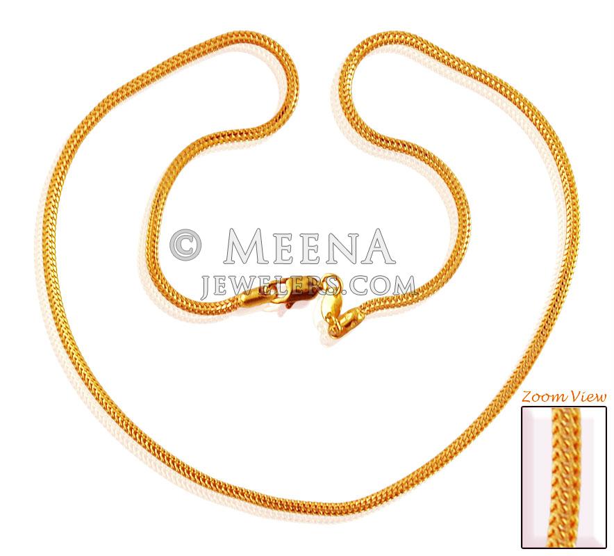 22K Gold Chain ChPl17403 22K Gold hollow style chain. Hook Type Lobster