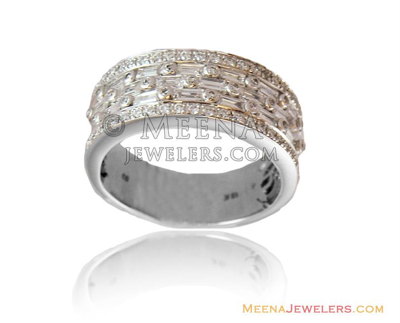 18K Ladies Diamond Wide Band - DiRi14587 - 18k Fancy Ladies White Gold ...