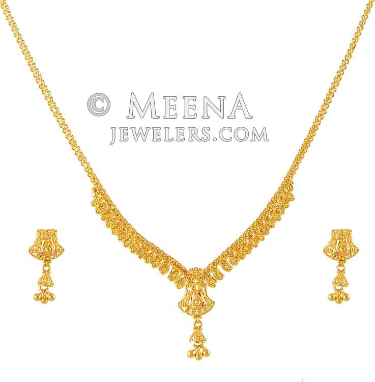 22K Necklace and Earrings Set StLs4635 22Kt Gold Necklace and