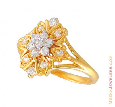 22kt Gold Two Tone Signity Ring ( Ladies Signity Rings )