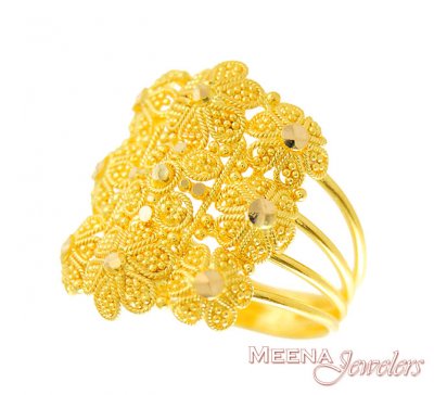 22k Filigree Designer Ring ( Ladies Gold Ring )