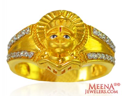 22 Kt Gold Mens Hanuman Ring ( Religious Rings )
