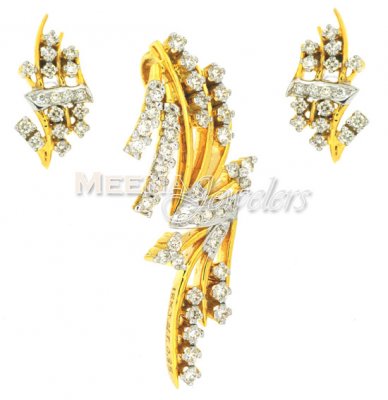 Gold Fancy Diamond Pendant Set ( Diamond Pendant Sets )
