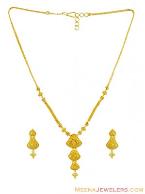 Indian Gold Necklace Set (22K) ( Light Sets )