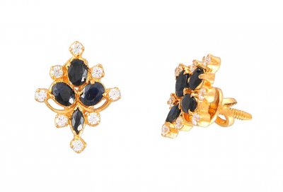 22Kt Gold Sapphire Earring ( Precious Stone Earrings )