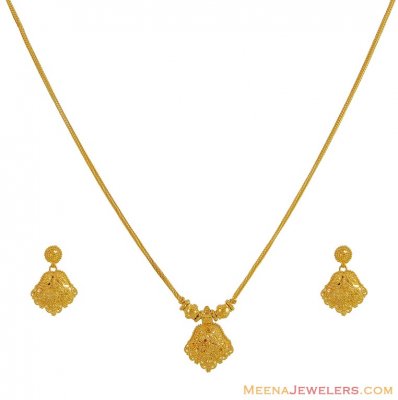 Indian Gold Necklace Set - StLs9566 - 22k gold necklace and earrings ...