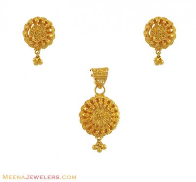 Indian Filigree Pendant Set ( Gold Pendant Sets )