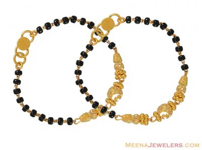 22k Designer Baby Bracelets ( Black Bead Bracelets )