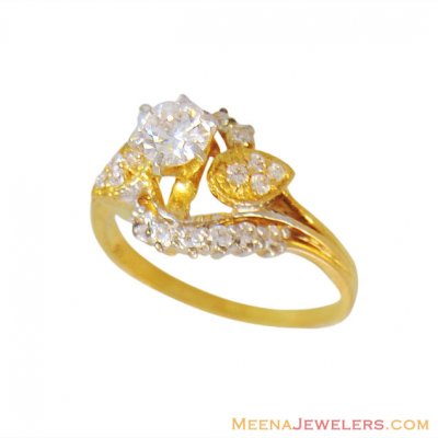 22K Two Tone Stones Ring ( Ladies Signity Rings )