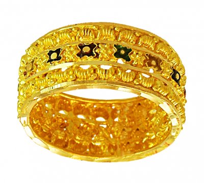 Traditional 22K Meenakari Band  ( Ladies Gold Ring )