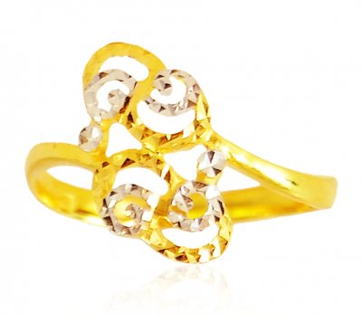 22k Gold Two Tone Ladies Ring ( Ladies Gold Ring )