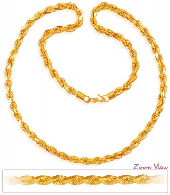 22K Rope Chain (24 Inch) ( Men`s Gold Chains )