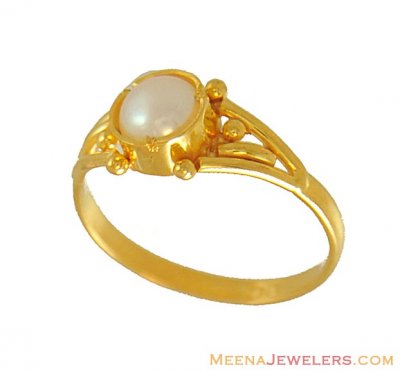 Gold Pearl Baby Ring ( 22Kt Baby Rings )