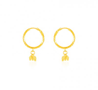 22K Gold Hoop Earrings For Girls - ErHp23750 - 22K Gold Hoop Earrings ...