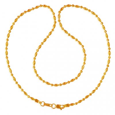 22K Gold Rice Chain - ChFc21107 - 22K Yellow Gold fancy Rice ball and ...