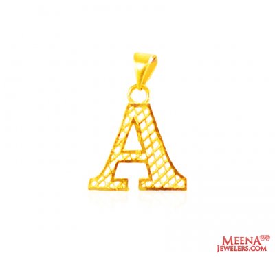 22Kt Gold Initial Pendant (A) ( Initial Pendants )
