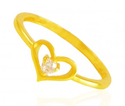 22k Gold Heart Shape Ring ( Ladies Signity Rings )