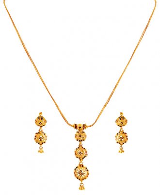 22K Gold Meena Necklace Set ( Light Sets )