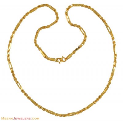 22K Cartier Rope Chain (18 inches) ( Men`s Gold Chains )