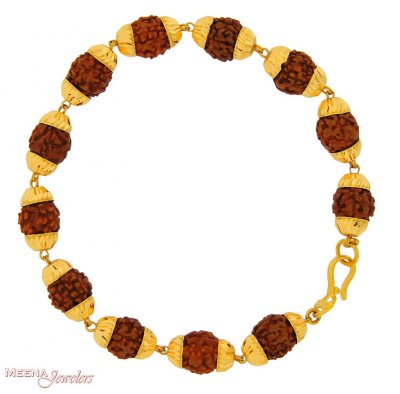 Gold Bracelets with Rudraksha ( Men`s Bracelets )